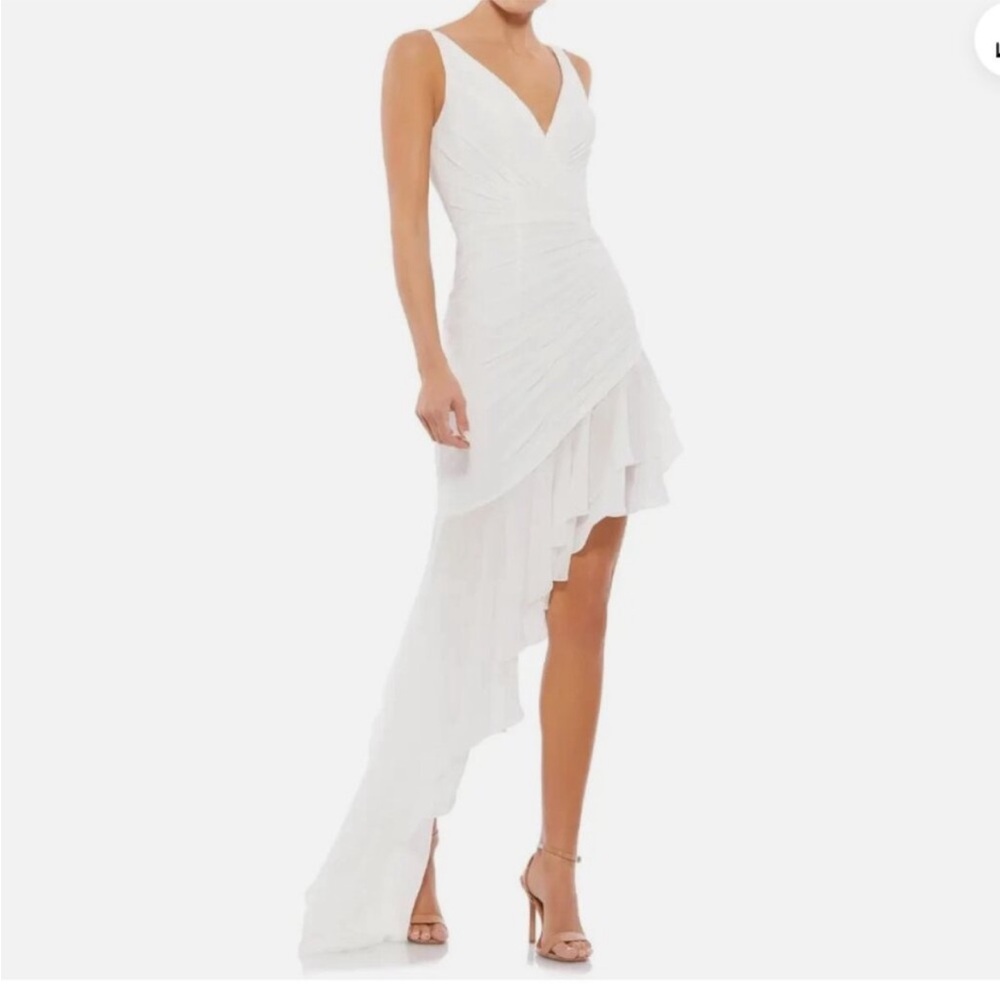 White Cocktail Rehearsal Bridal Dress by Mac Duggal